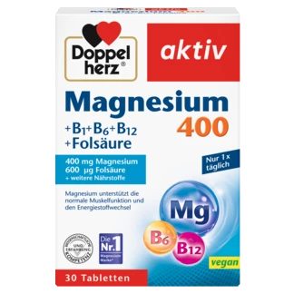 Abbildung der Produktverpackung Doppelherz aktiv Magnesium 400 Frontansicht